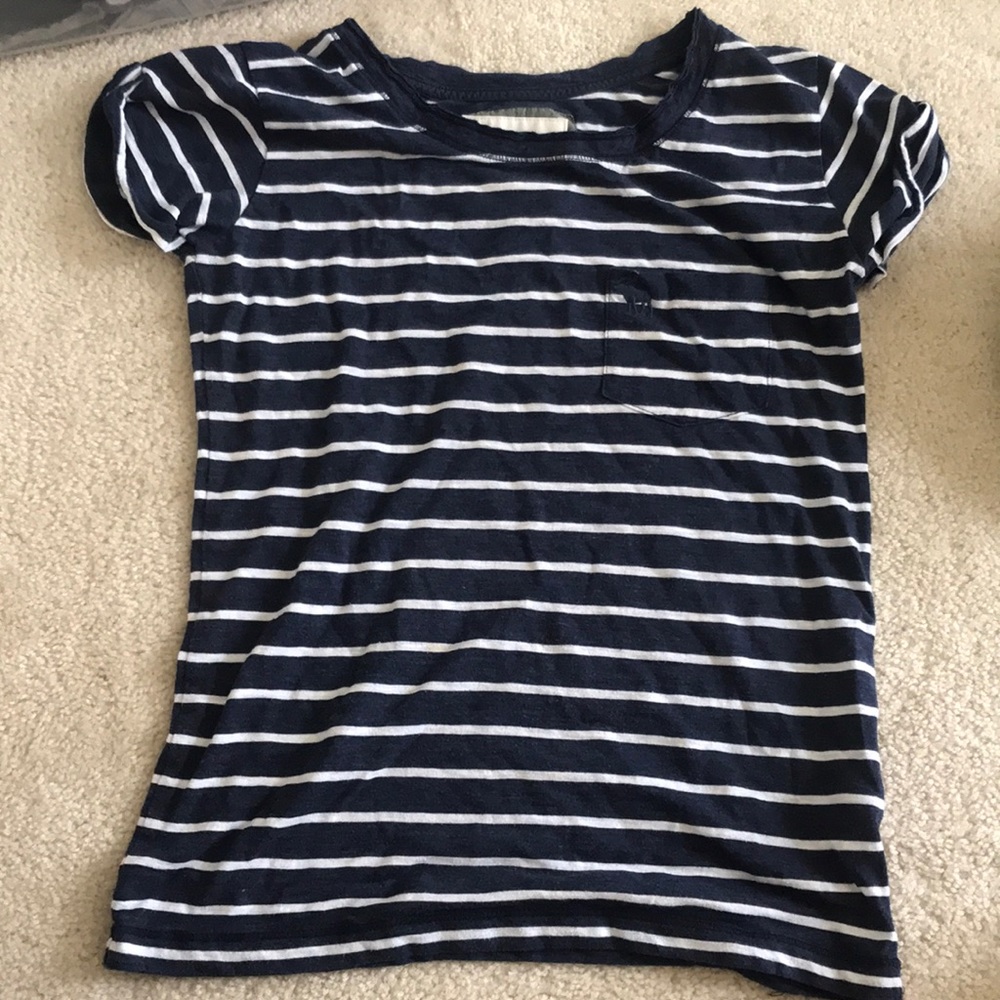 Blue and white short sleeve top